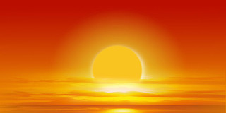 天空橘色简约太阳日出日落海上日出展板背景